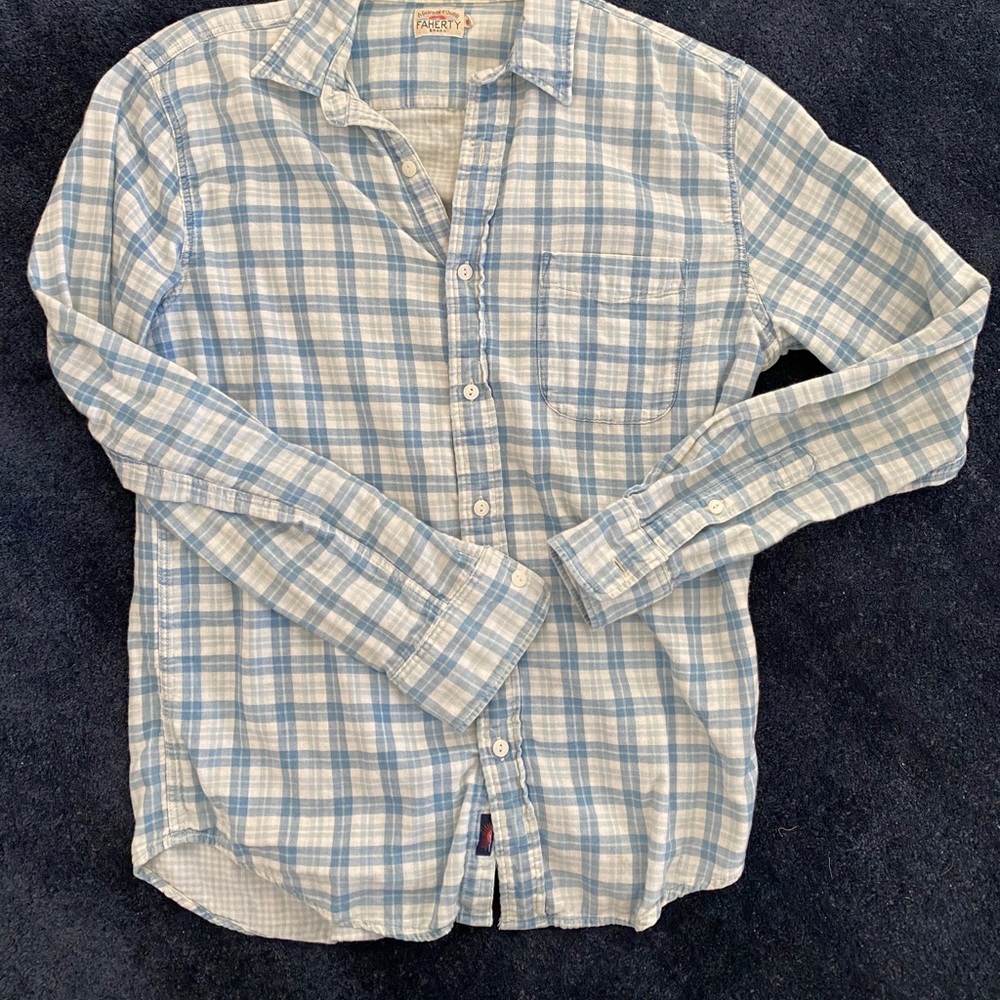 Faherty Light Blue Flannel Button Up